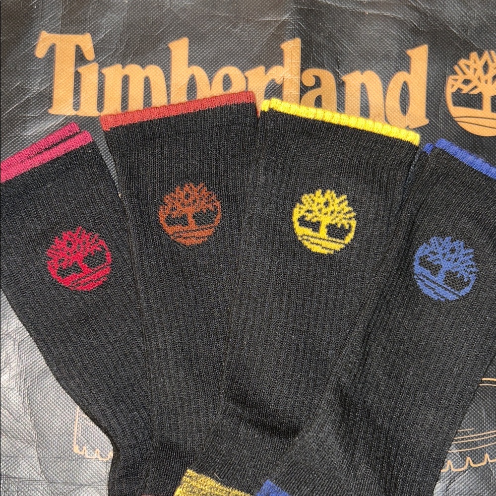 Timberland Black Socks with Colorful Logos